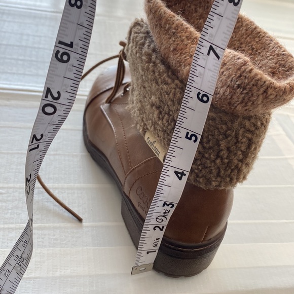 Brown leather lace up boots with knitted cuff detail by Coolway - Picture 16 of 16